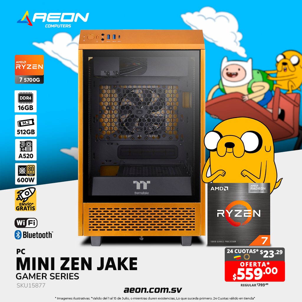 Pc Mini ZEN - JAKE  Ryzen 7 5700G, Vega 7, DDR4 16GB, M.2 512GB, 600W 80+ Gold