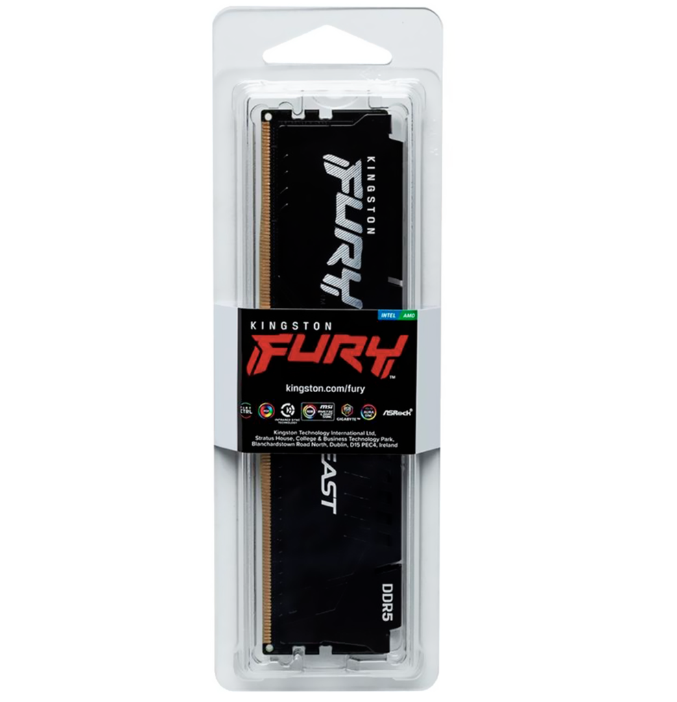 Memoria Ram Kingston Fury 16GB DDR5 4800MTsCL38 DIMM Beast Black KF548C38BB-16