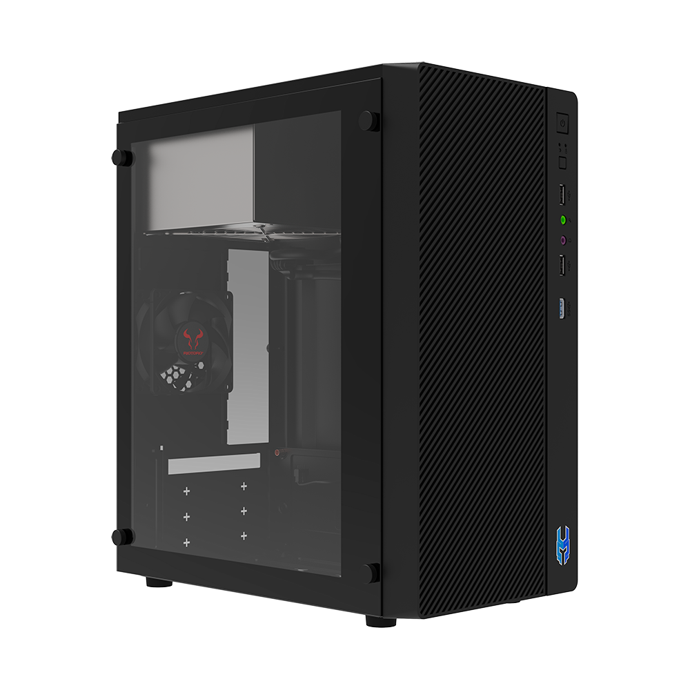 Case LOKI LC190 Temp Glass, Mid Tower, Micro ATX Black + Fuente ATX