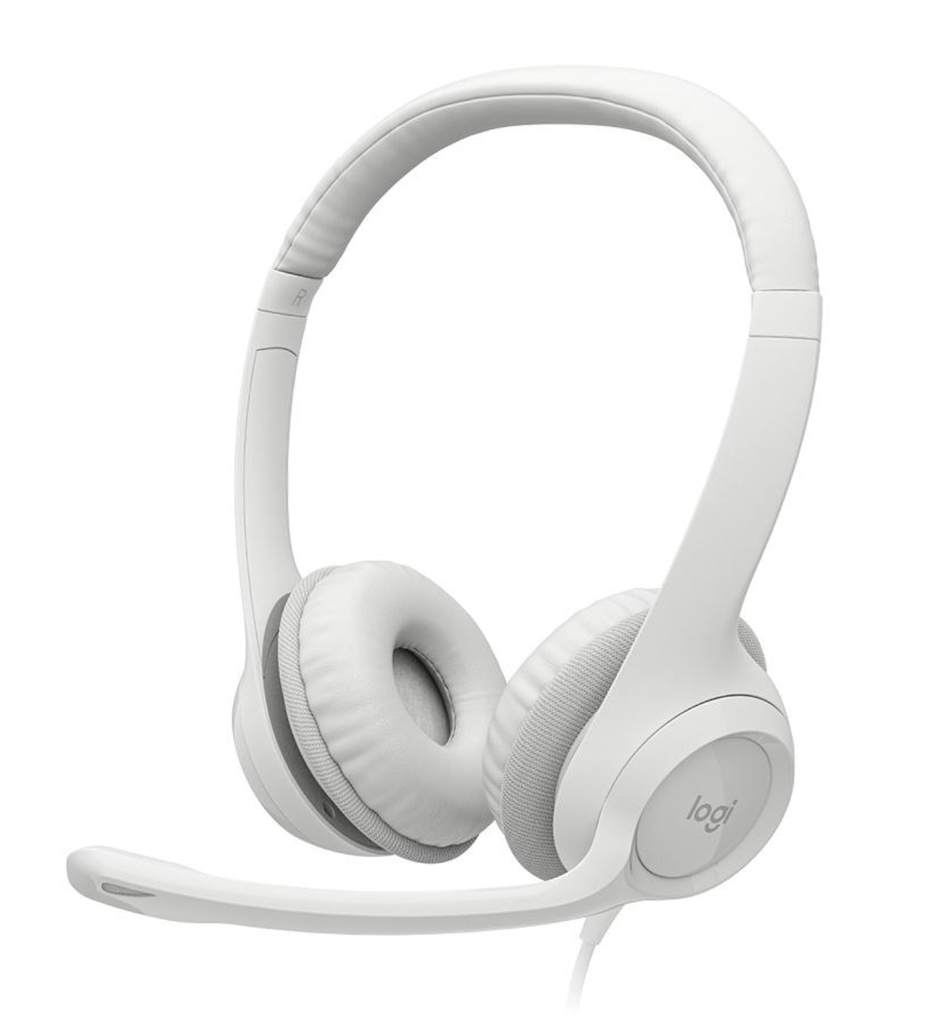 Headset Logitech H390 USB, Blanco, Cancelación de Ruido, 981-001285