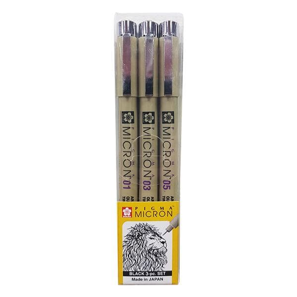 Set con 3 Estilografos Pigma Micron Negros