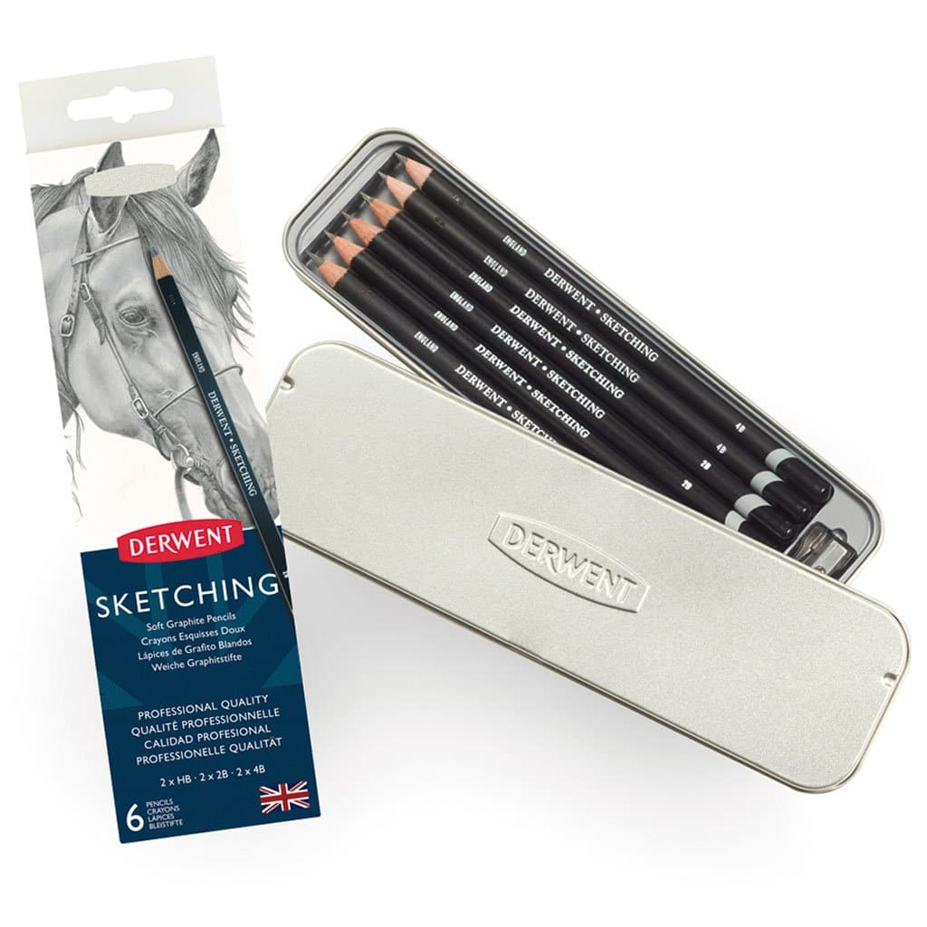 Set de 6 Lápices de Grafito Derwent Sketching Caja Metálica    