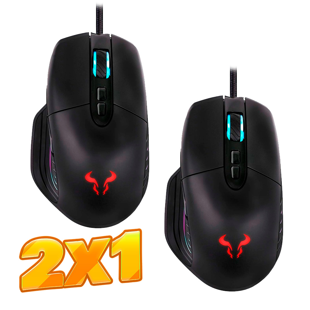 2X1 Mouse Gaming Riotoro NADIX RGB, 10,000 DPI, Optico KT