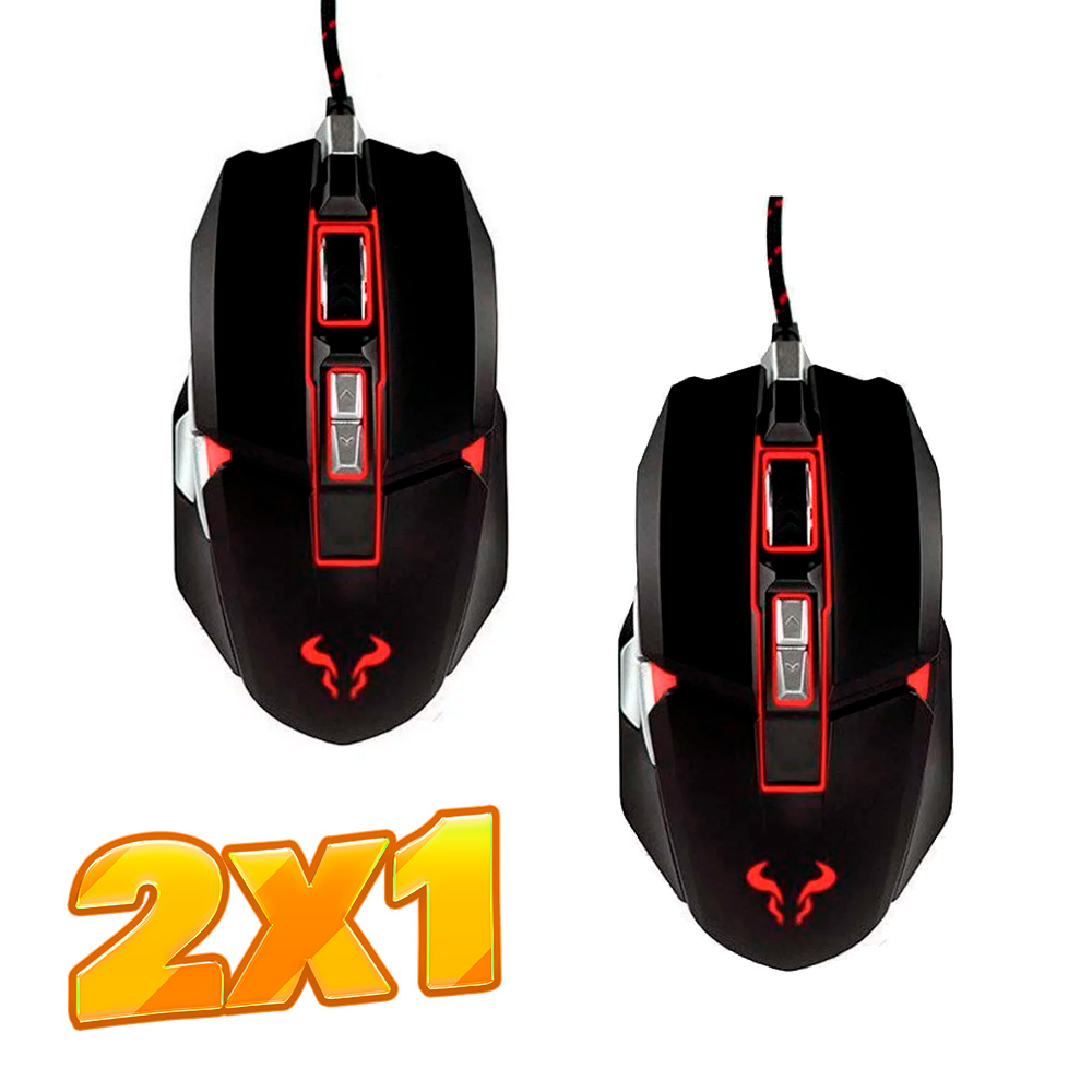 2 x 1 Mouse Gaming Riotoro Aurox Black Prism RGB, 10,000 DPI, Optical USB