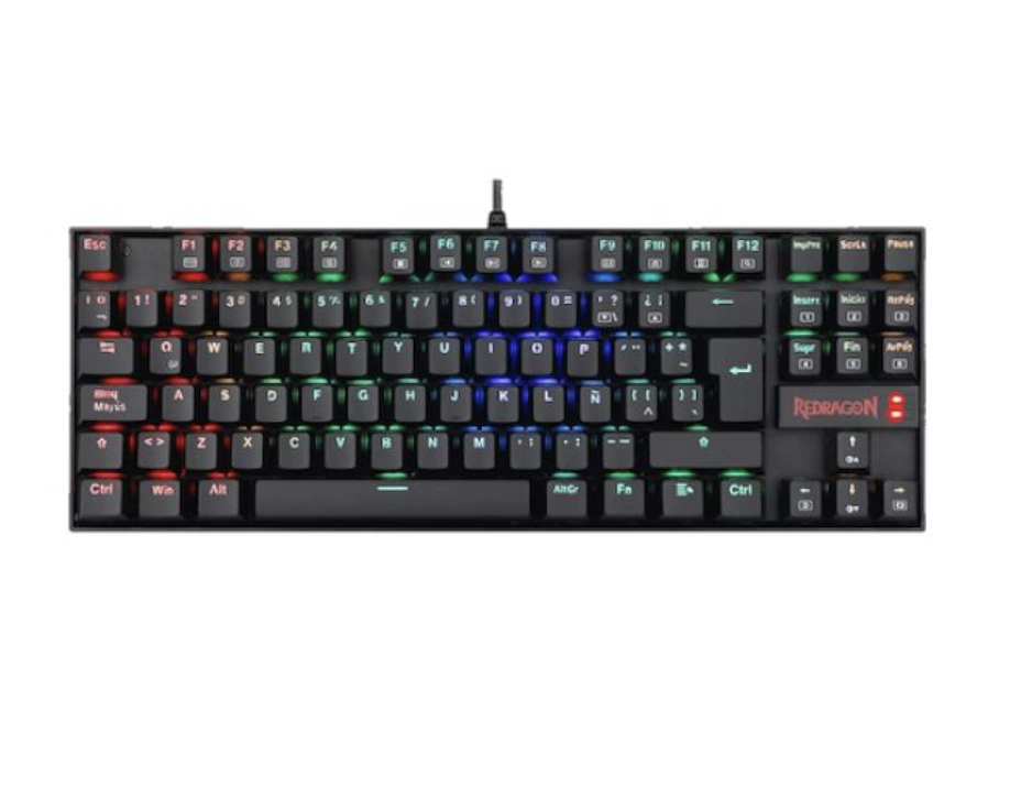 TECLADO MECANICO REDRAGON GAMING KUMARA USB NEGRO RGB TKL, SWITCH RED K552RGB-1