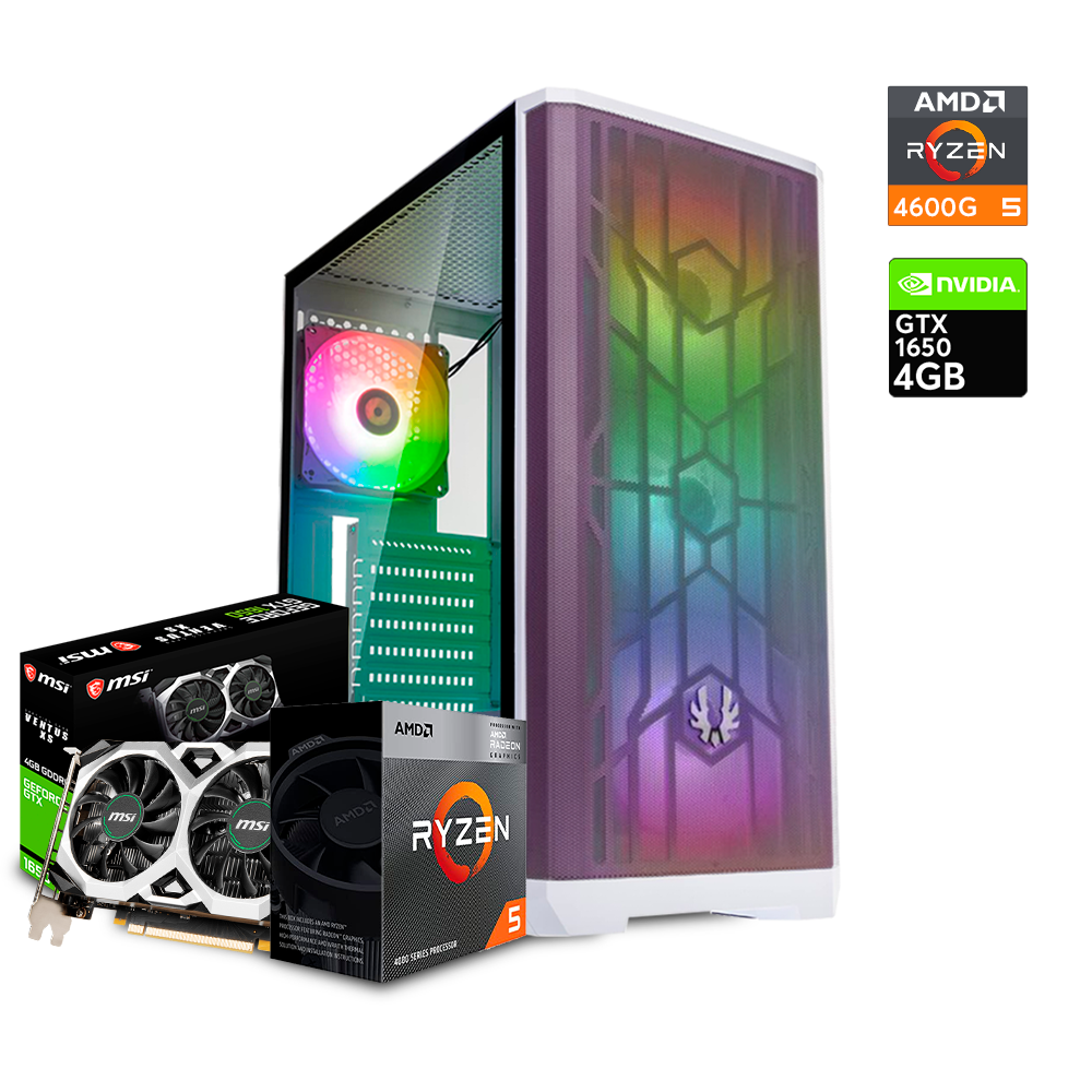 Pc Fenix Ryzen 5 4600G, GTX 1650 4GB, DDR4 16GB, M.2 512GB, 500W