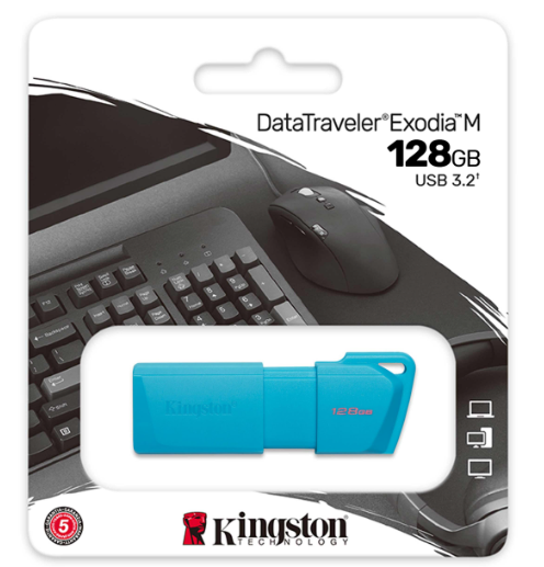 MEMORIA USB 128GB, 3.2 KINGSTON EXODIA M, AQUA BLUE, KC-U2L128-7LB