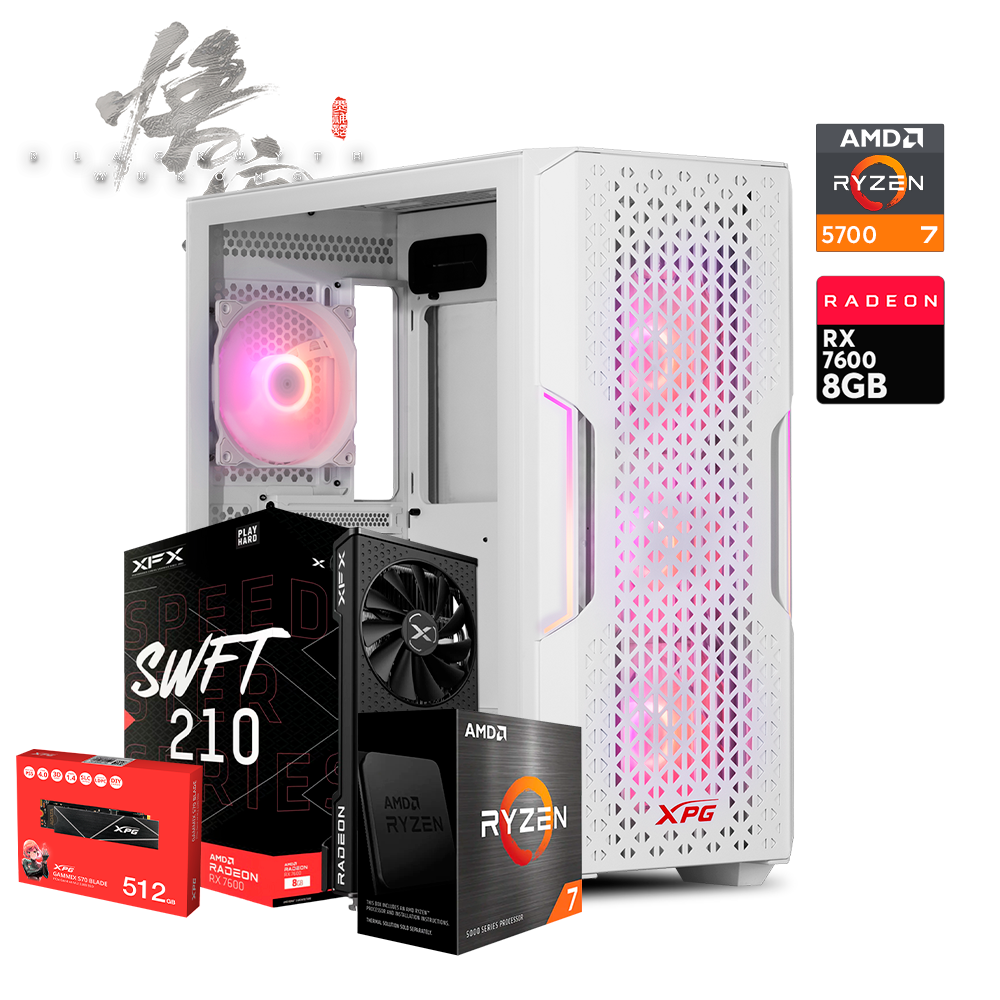 Pc WUKONG V2 Ryzen 7 5700, RX 7600 8GB, DDR4 32GB, M.2 512GB, 750W 80+ Bronce