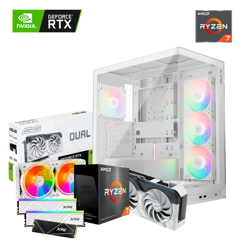 PC Invation XPG, Ryzen 7 5700, RTX 4060 8GB Asus, 32GB DDR4 3200Mhz, 512GB M.2 S70 Blade, 240mm Liquid Cooling, 650w 80+ Gold