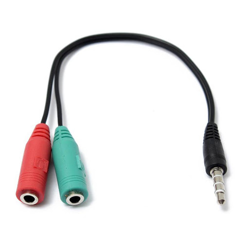 Cable Dual Jack Audio &amp; Mic to 3.5mm PC, PS4, SmartPhone IME-14845