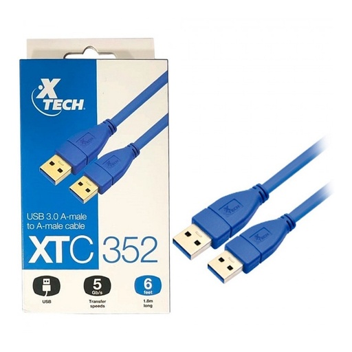 [12485] Cable USB Xtech 3.0 Macho a Macho 1.8Mts XTC-352