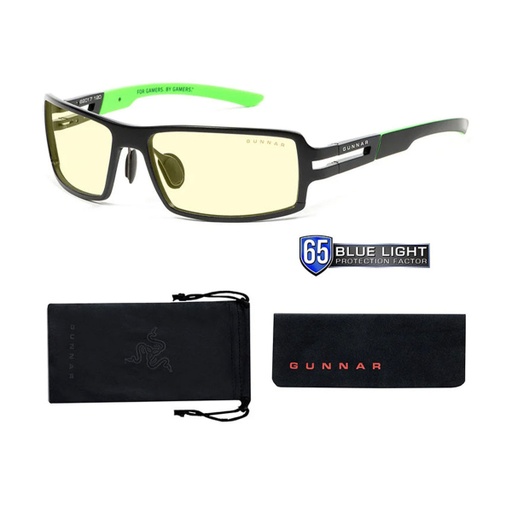 [12740] Gafas GUNNAR Edicion RAZER RPG ONYX/A, tinte Ambar, frame de aluminio, Ati reflejante, Ultra livianos - RZR-30001