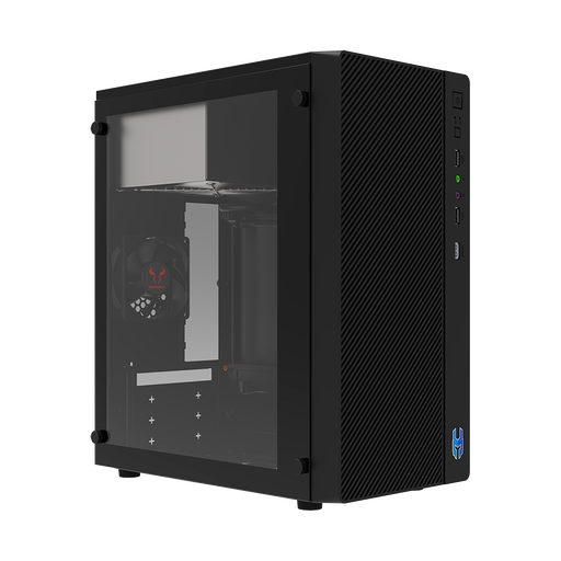 [12945] Case LOKI LC190 Temp Glass, Mid Tower, Micro ATX Black + Fuente ATX