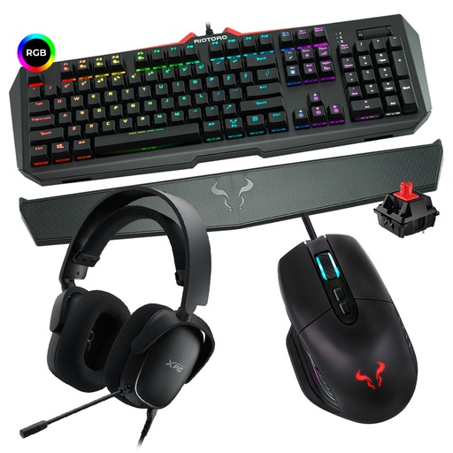 [16111] 3 Pack Gaming, Teclado Mecánico Riotoro Ghostwriter Elite + Headset XPG Precog  S + Mouse Nadix RGB