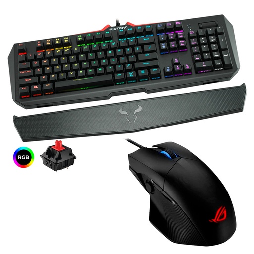 [16113] Bundle Teclado Mecánico Riotoro Ghostwriter Elite RGB + Mouse ASUS Chakram 16,000DPI