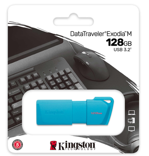 [16146] MEMORIA USB 128GB, 3.2 KINGSTON EXODIA M, AQUA BLUE, KC-U2L128-7LB