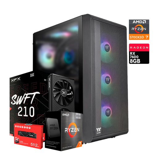 [16175] Pc S200 TG Ryzen 7 5700X3D, RX 7600 8GB, DDR4 64GB, M.2 512GB, AIO 240MM, 850W 80+ Platinum